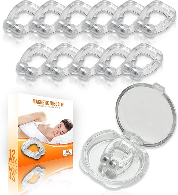 Mobi Lock Magnetic Anti Snore Clip (Pack of 12) - Silicone Snoring Nose Clip - A Simple Solution for Nasal Snorers - Reusable Snoring Device to Enjoy a Peaceful Night's Sleep Beauty