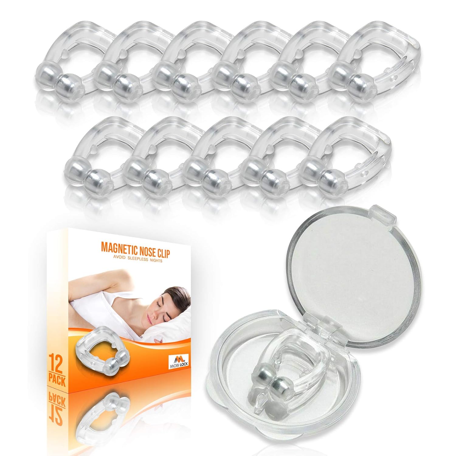 Mobi Lock Magnetic Nasal Clip Pack of 12 - Silicone Nose Clip - A Simple Solution for Nasal