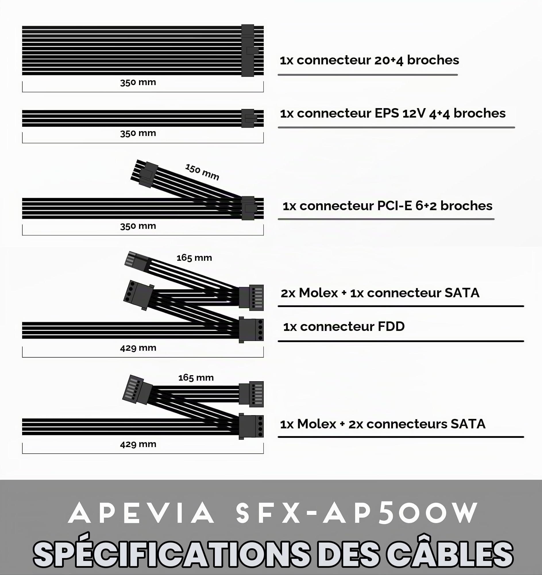 Apevia SFX-AP500W Mini ITX Solution/Micro ATX/SFX 500W Alimentation
