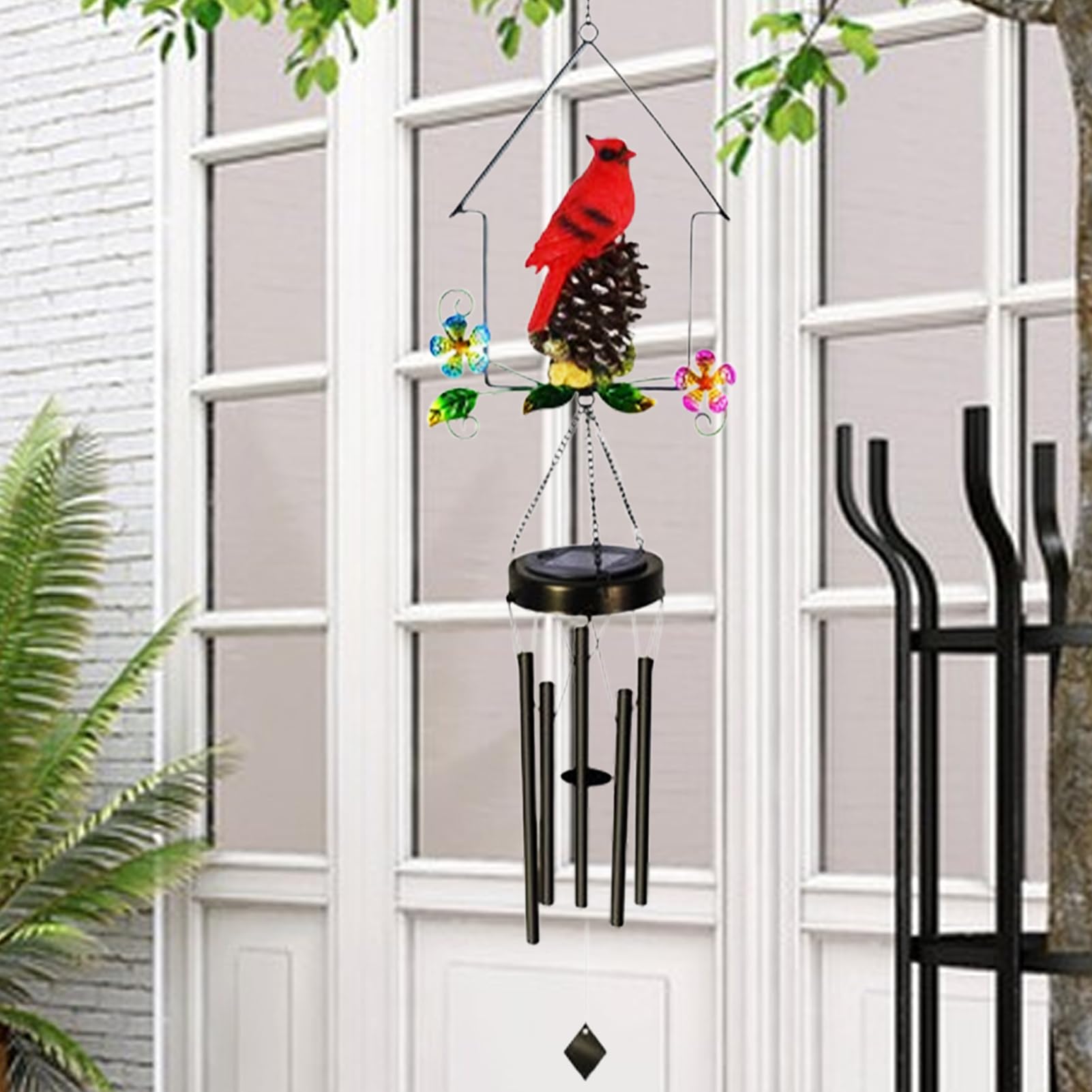 Carillones De Viento con Energía Solar Iluminación con Diseño de Pájaros | Carillones de Viento que se Iluminan para el Exterior Para Rellenos De Calcetines Navideños Mamá Abuela Cumpleaños Jardín