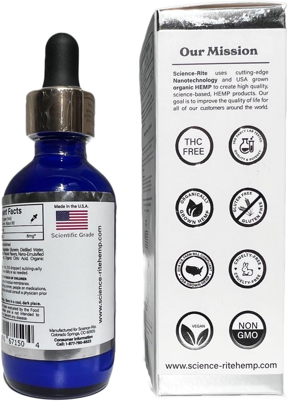 Nano Water-Soluble Hemp - Ultra-Fast-Acting Drops for Maximum Results - Scientific-Grade, 3X Faster, 9X Absorption, Cold Extracted - Mint Flavor. (500mg)