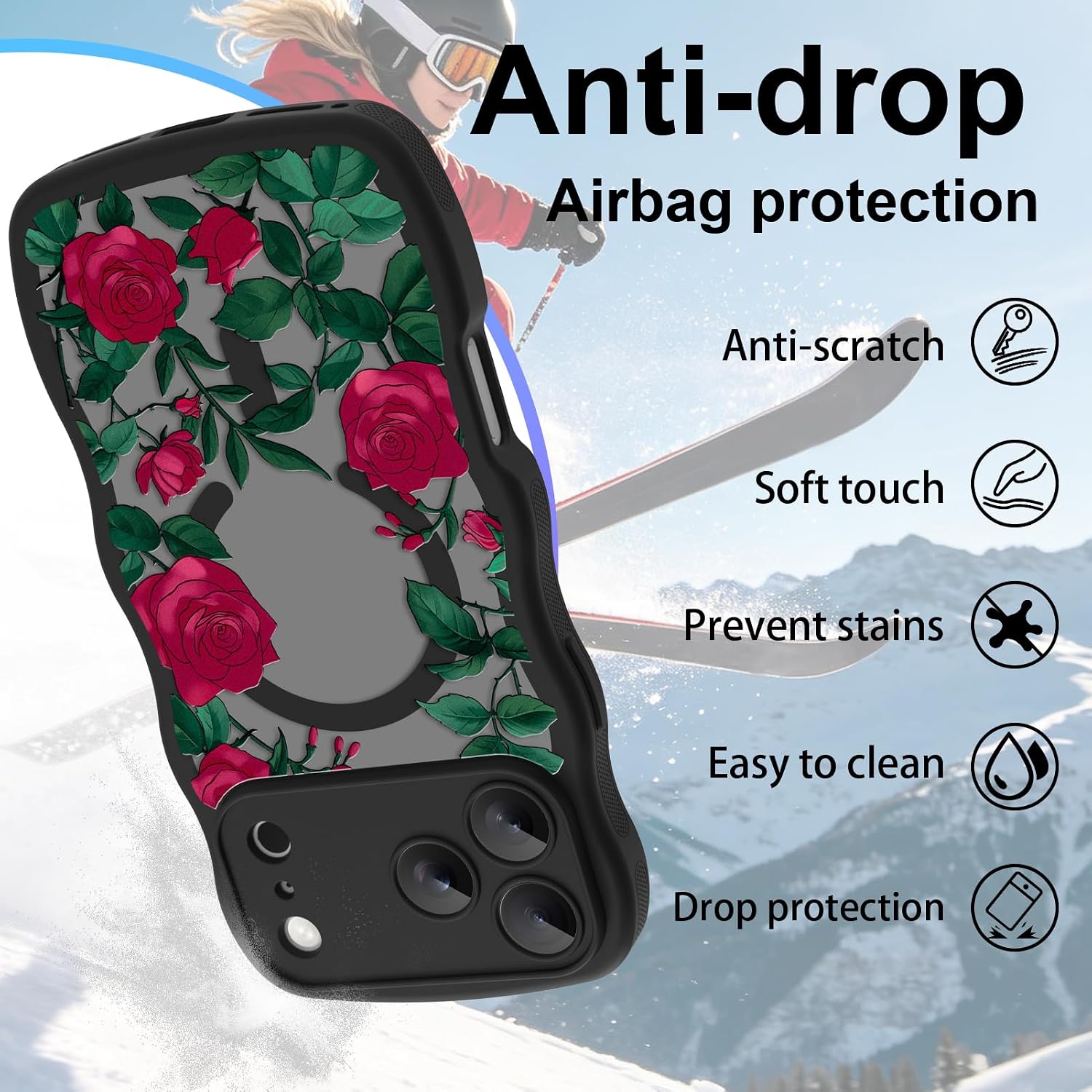 Magnetic for iPhone 17 Pro Max Case Cute Red Rose Flower Design image 4