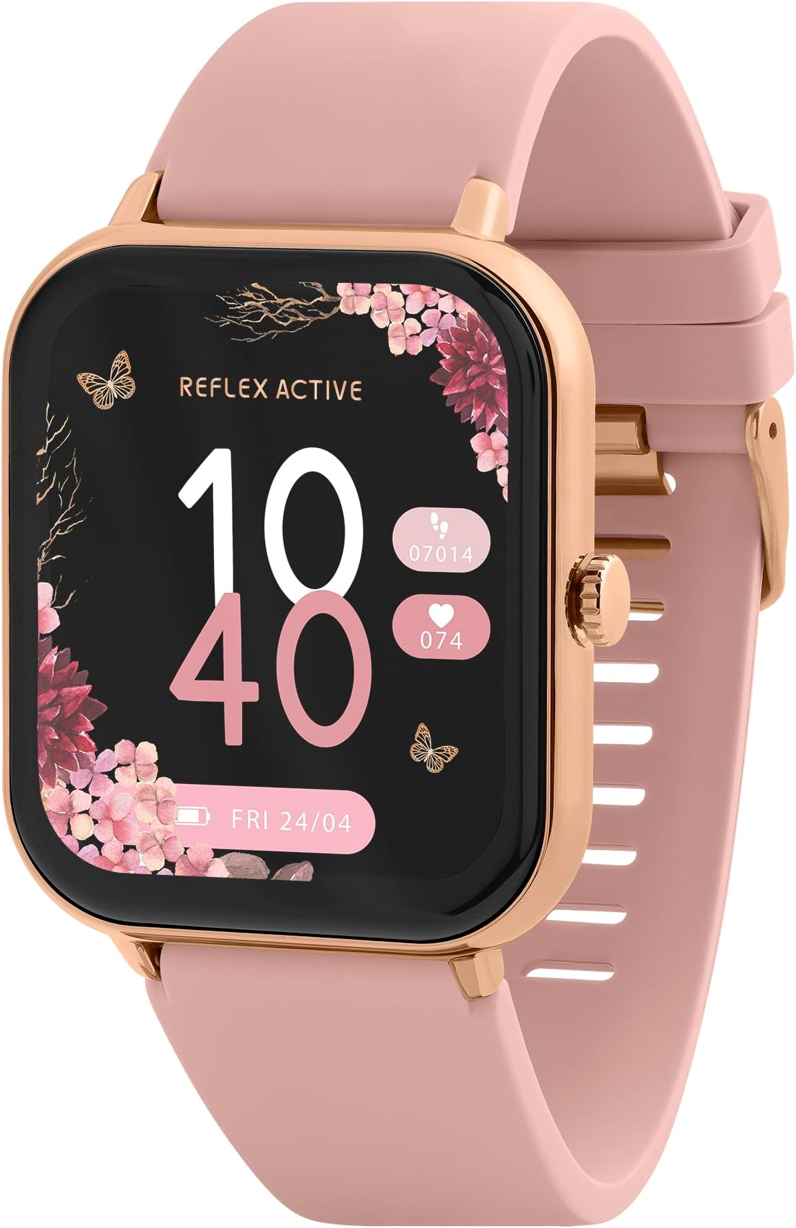 Reflex Active Series 23 Rose Gold Plated Pink Strap Fitness Calling Smart Watch