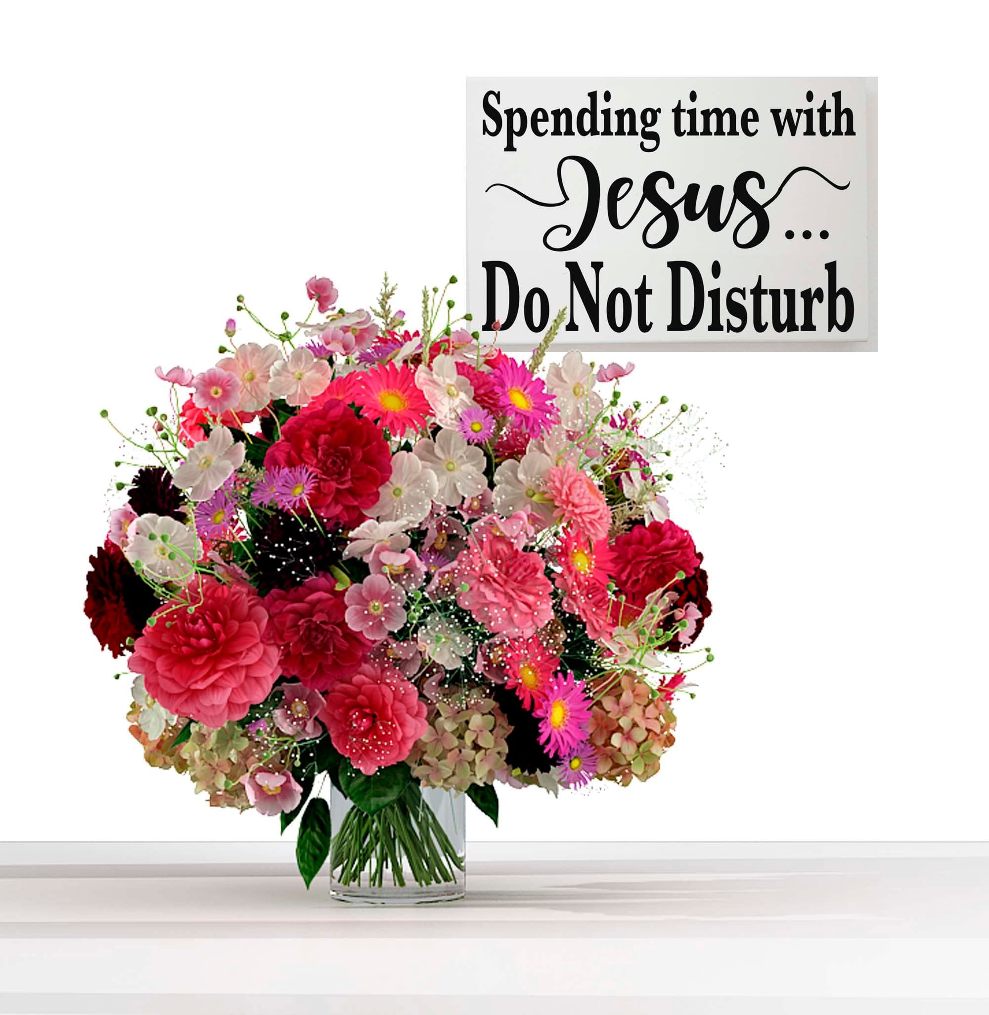 POMOTER 8x12 Inch Spending Time with Jesus Do Not Disturb Wood Sign Please Quiet Prayer in Session Religious Progress Do Not Enter Wall Door Plaque