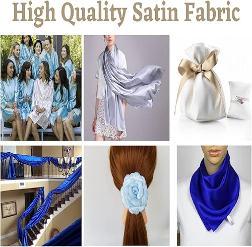 Miniatura 5 de Fynite Tela de satén Charmeuse  2 yardas  44 pulgadas de ancho  Tela de satén brillante y sedosa  Vestido de novia a la moda, manualidades,