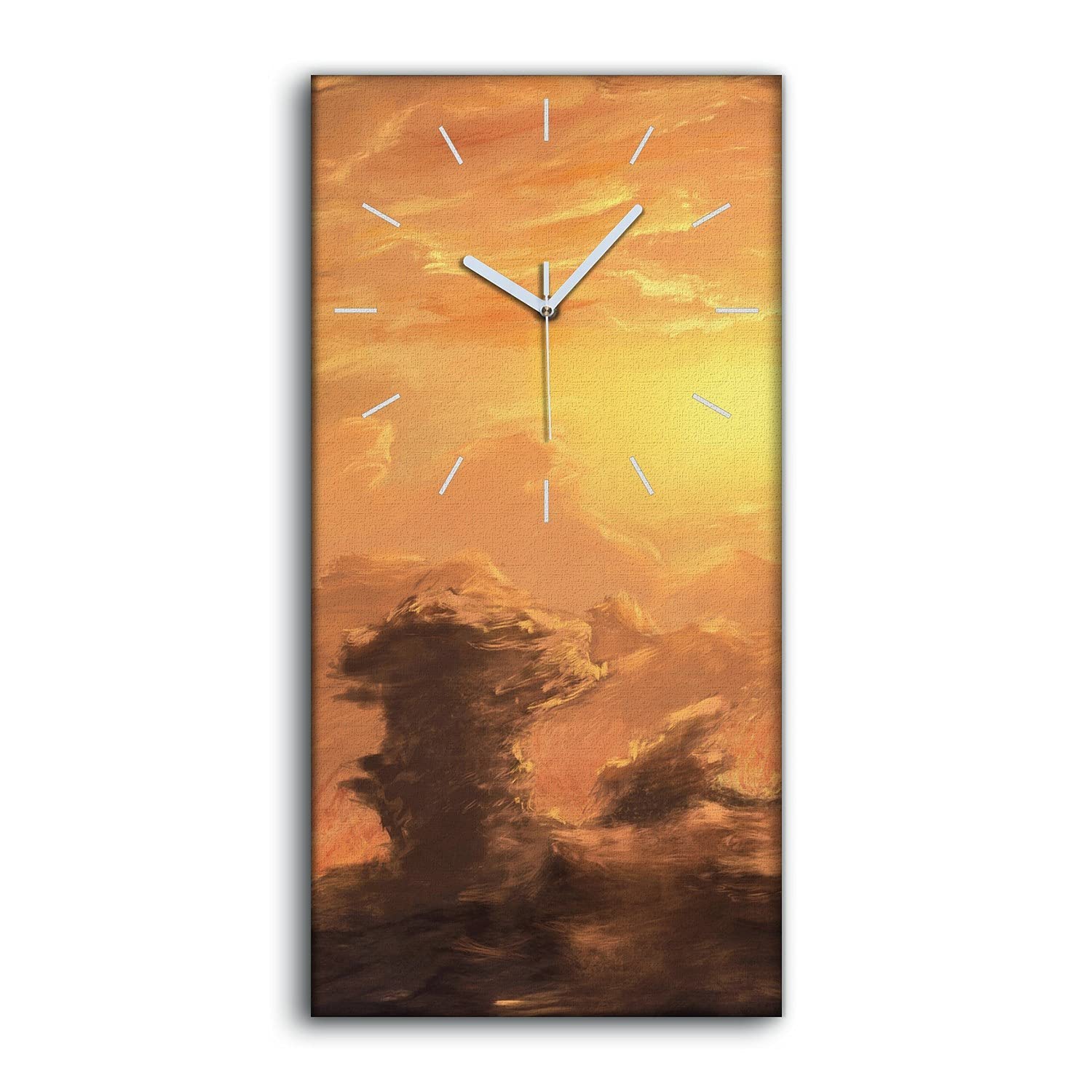 Horloge sur toile 30x60cm ciel coucher de soleil nature pour salon