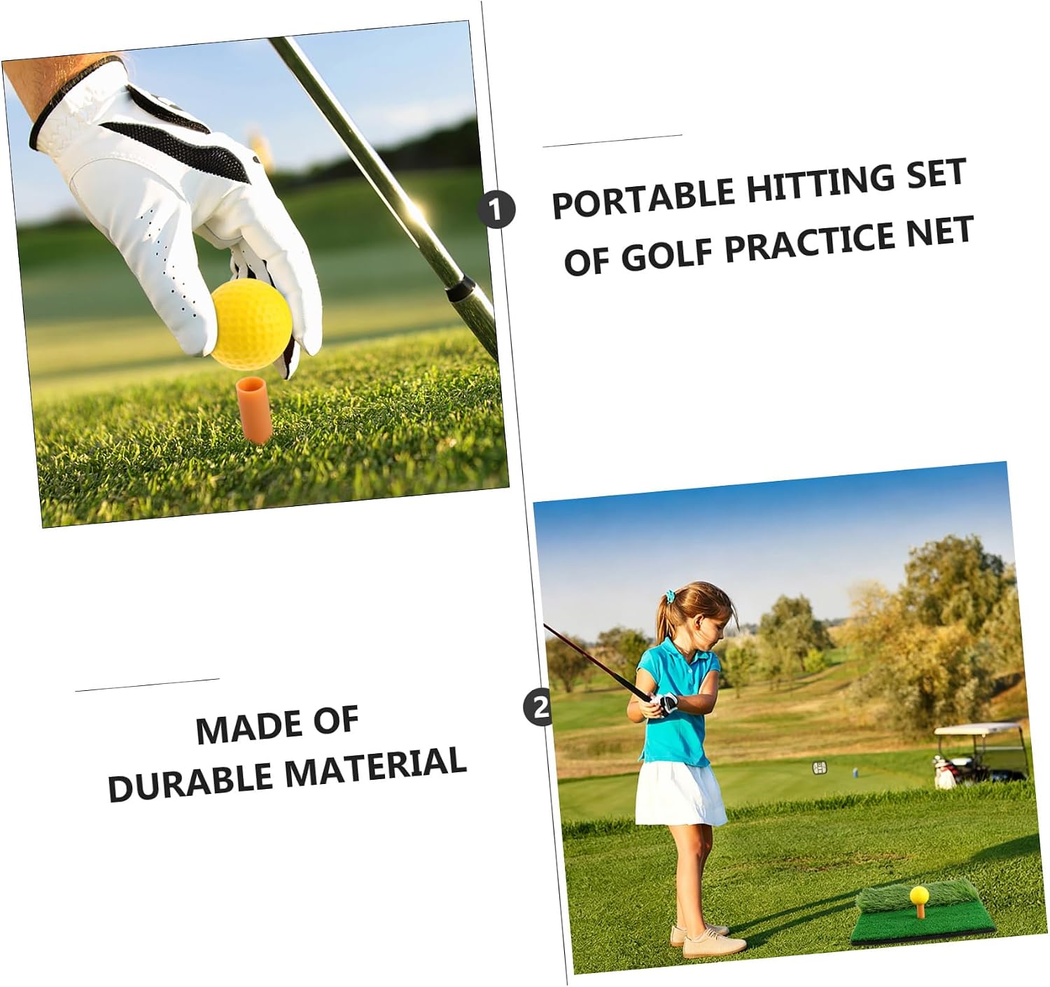 Portable Golf Practice Net Set with Nylon Indoor Outdoor Chipping Net Includes Hitting Mat Elastic Tees Yellow PU Balls Stable Frame for Backyard Training and Swing Accuracy