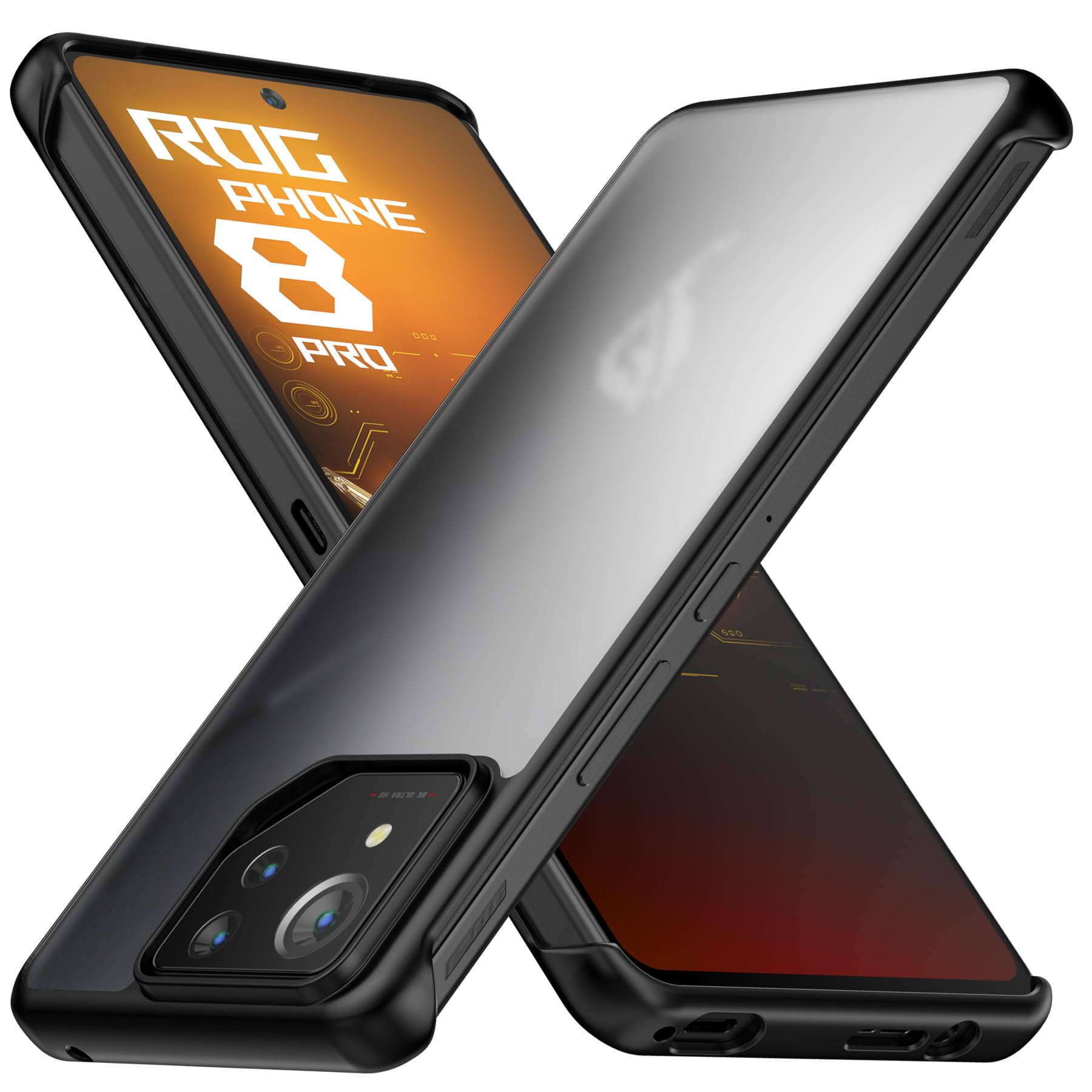 Foluu Asus ROG Phone 8/8 Pro Case, Hard Polycarbonate Back and Soft TPU Bumper, Shockproof, Scratch-Resistant for Asus ROG Phone 8/8 Pro 2024 (Black)