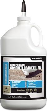 Akona Gray Pourable Concrete Crack Filler - Light Gray, Liquid Cement Crack Sealer for Driveways, Slabs, Sidewalks, Floors, Garages, More, Waterproof Gallon, 1