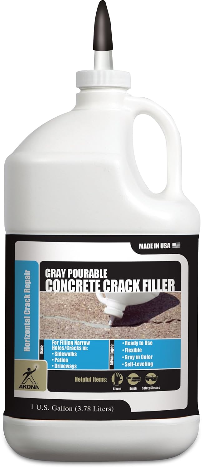 Akona Gray Pourable Concrete Crack Filler Light Gray, Liquid Cement