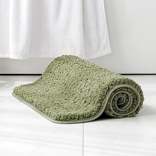MIULEE Alfombra de baño extra gruesa antideslizante, lanuda y suave, de microfibra de felpa absorbente de agua para ducha, bañera, lavable a máquina