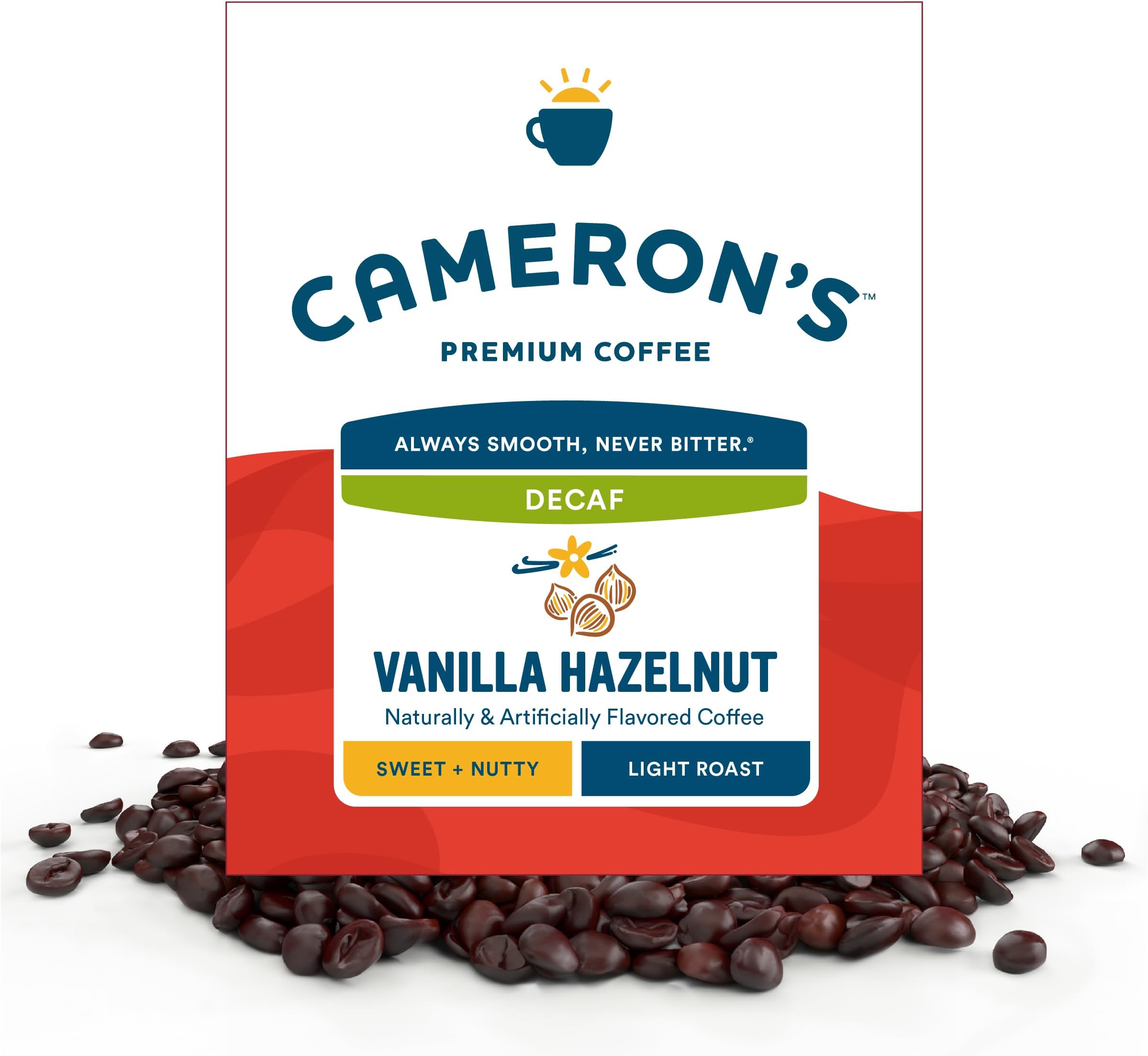 Roasted Whole Bean Coffee, Flavored, Decaf Vanilla Hazelnut, 4 Pound