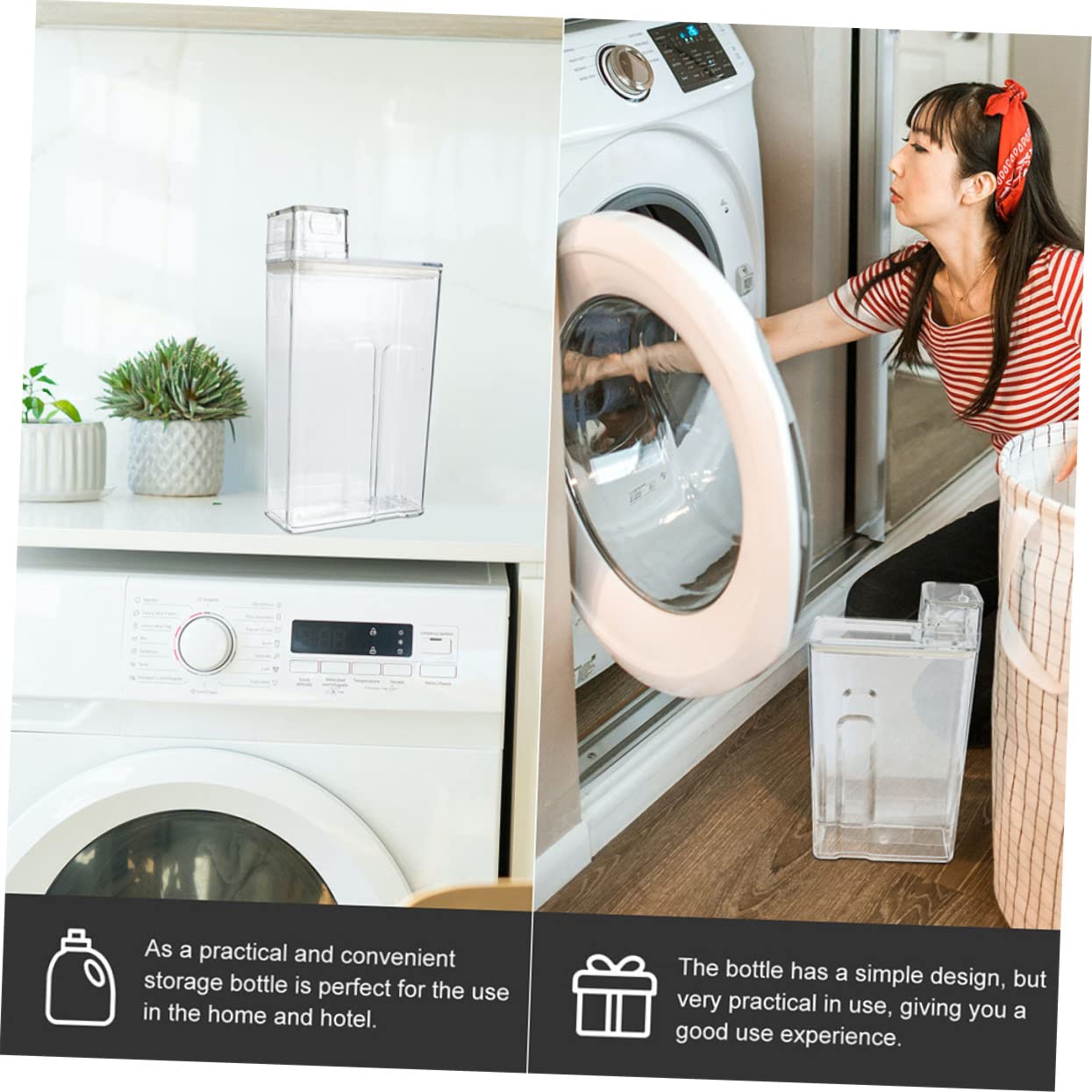 iplusmile 2 pezzi Riutilizzabile per Detersivo per Bucato Capacità Design Trasparente per Lavanderia e Organizzazione Detersivi Non Perde Facile Trasportare