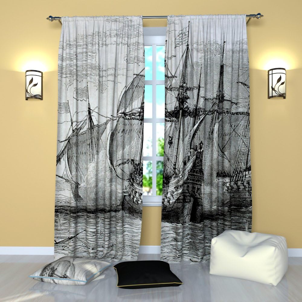 Animal Print Curtains - 84 Inch Length, Horse Curtains for Bedroom, Living Room, Kitchen & Dining Room - Darkening Gray Set of 2 Panels