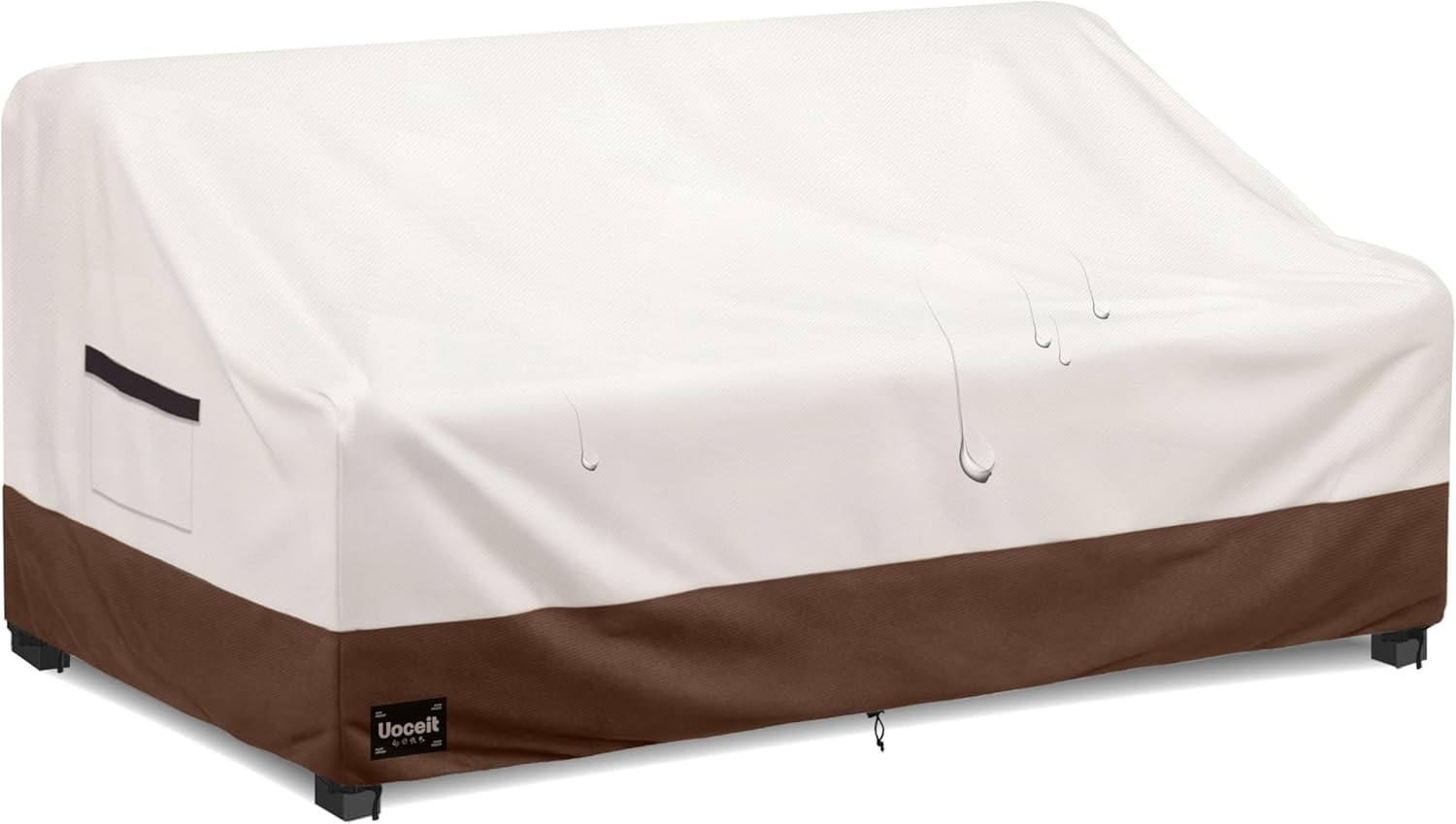 3-Seater Outdoor Couch Cover, 79Wx38Dx35H inches Outdoor Furniture Covers Waterproof，100% Waterproof Heavy Duty Patio Furniture Covers,Beige&Brown Modern Style Outdoor Sofa Cover.
