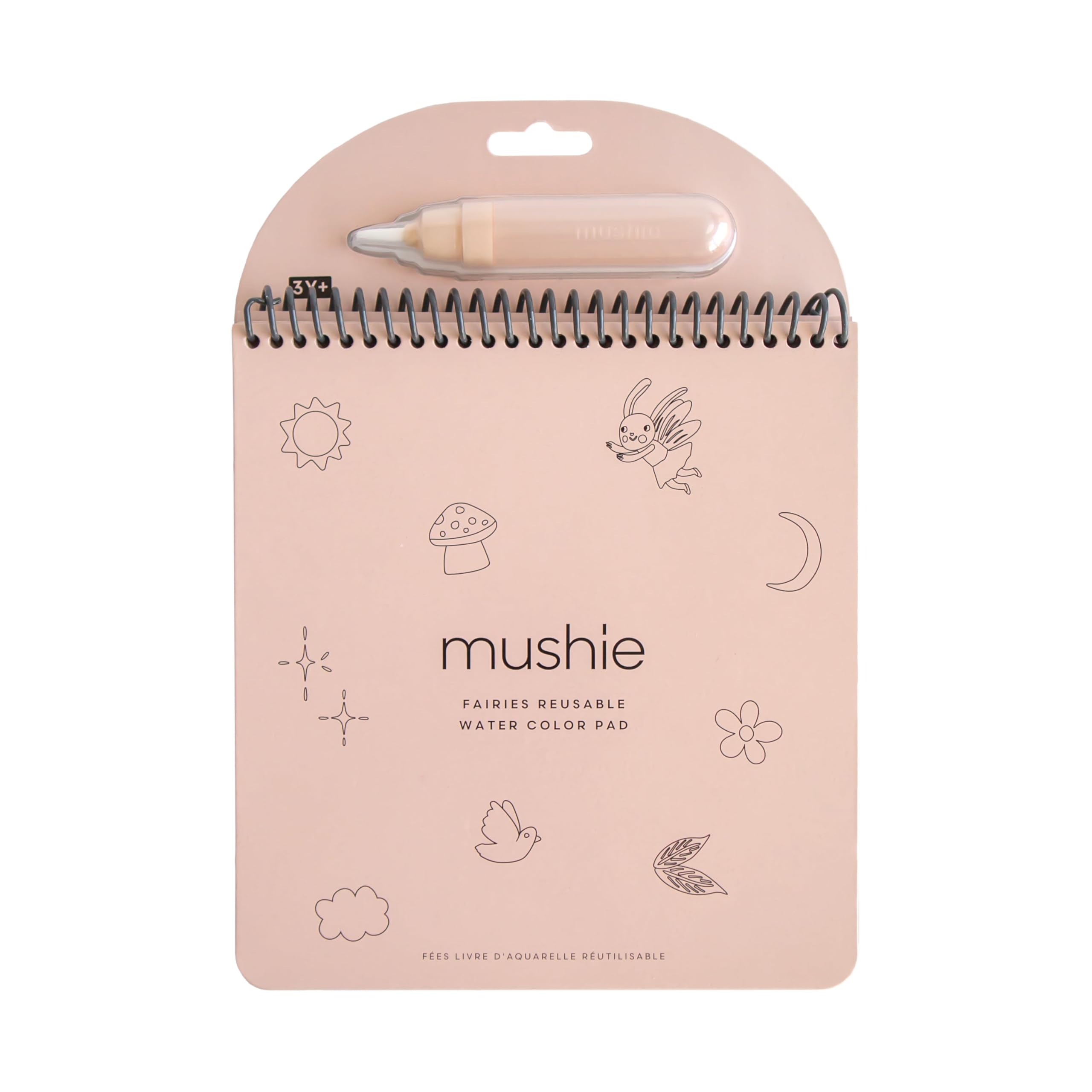mushie Fairies Reusable Water Color Pad | Montessori Travel Activity Fairy Tale Book + Refillable Brush for Toddlers 3 Years+