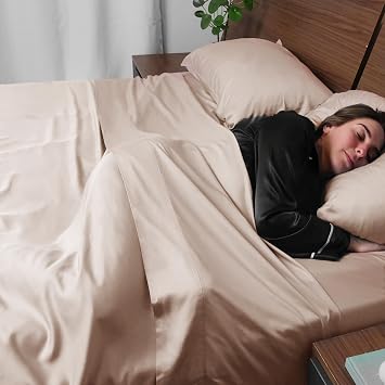 ACCURATEX Cooling Sheets and Duvet Cover Set Queen Size, Sandy