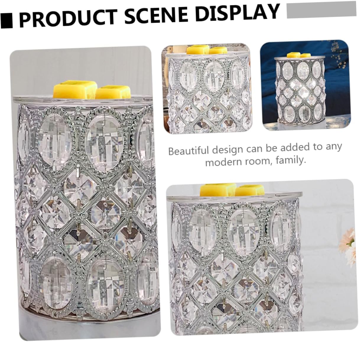 White Aromatherapy Wax Melt Lamp Crystal Fragrance Holder Safe and Stylish Night Light for Home Relaxation and Housewarming Gift