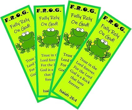 F.R.O.G. Christian Bookmarks Fully Rely on God Bible Verse Gifts 50 Pack