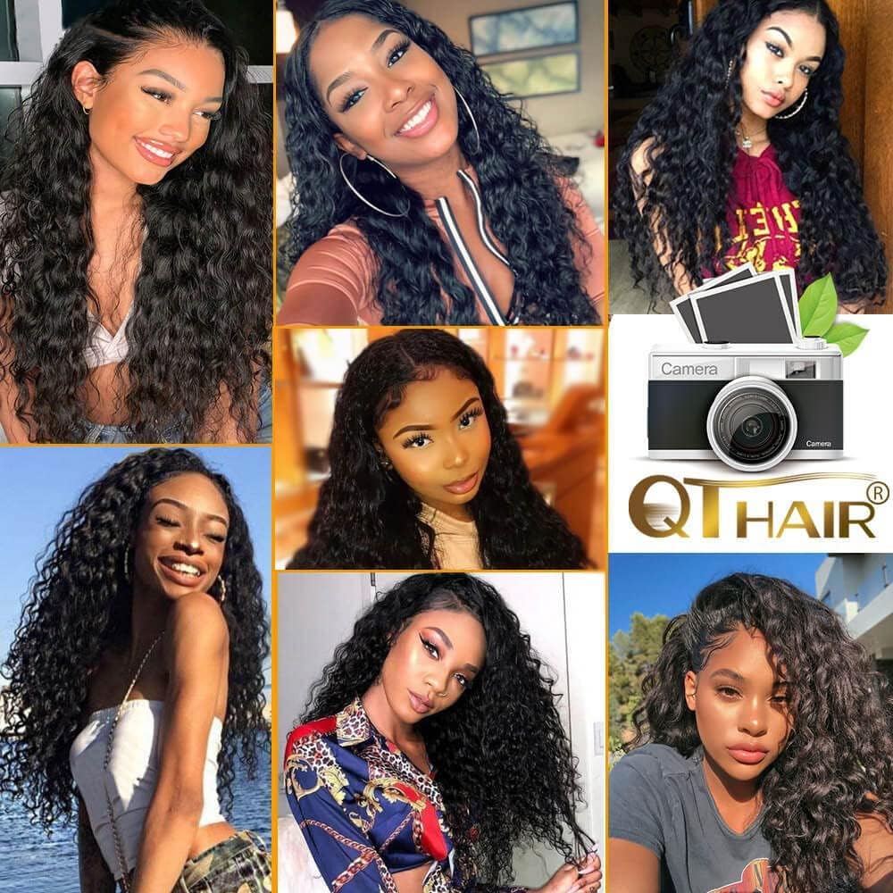 QTHAIR Water Wave HD Lace Closure 18A 4x4 Swiss Lace Closure Free Part Closure Wet and Wavy Human Hair Closure 20" Natural Color 150% Density Unprocessed Curly Closure Human Hair Lace Frontal Closure