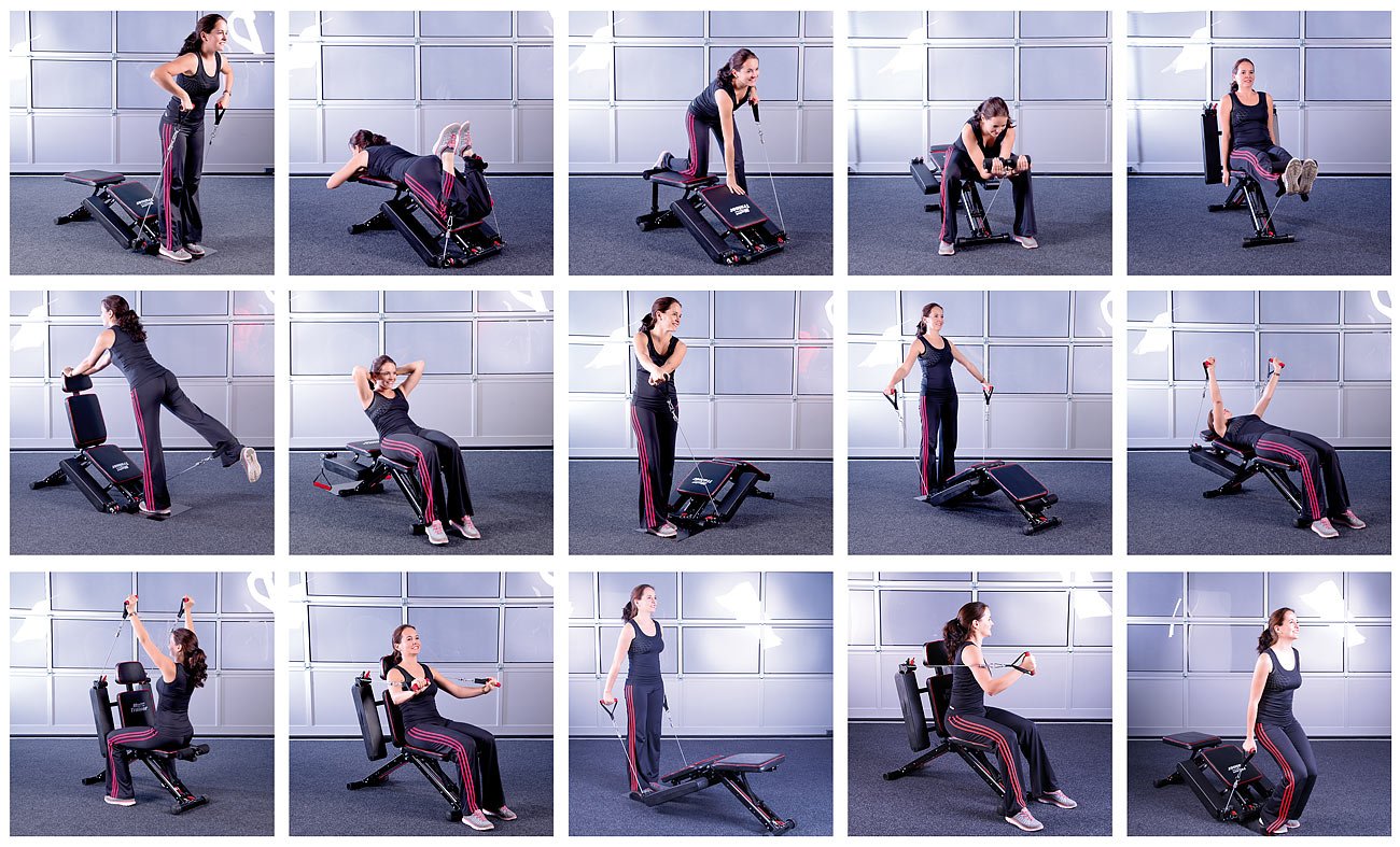 PEARL Sports Multi Trainer: 40in1 Ganzkörper Krafttrainer HT-640 mit 40 Übungen (Ganzkörper Trainer, Multifunktionstrainer 40 in 1, Bank)
