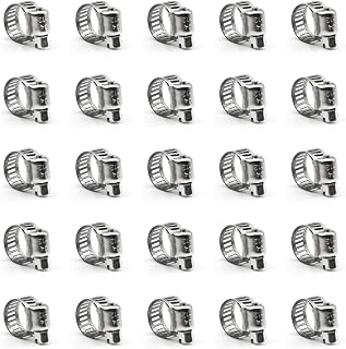 ZIPCCI 25 Pack 304 Stainless Steel Worm Gear Hose Clamps 6-12mm (1/4-1/2 Inch) - Rustproof for Fuel Lines, Marine, Auto