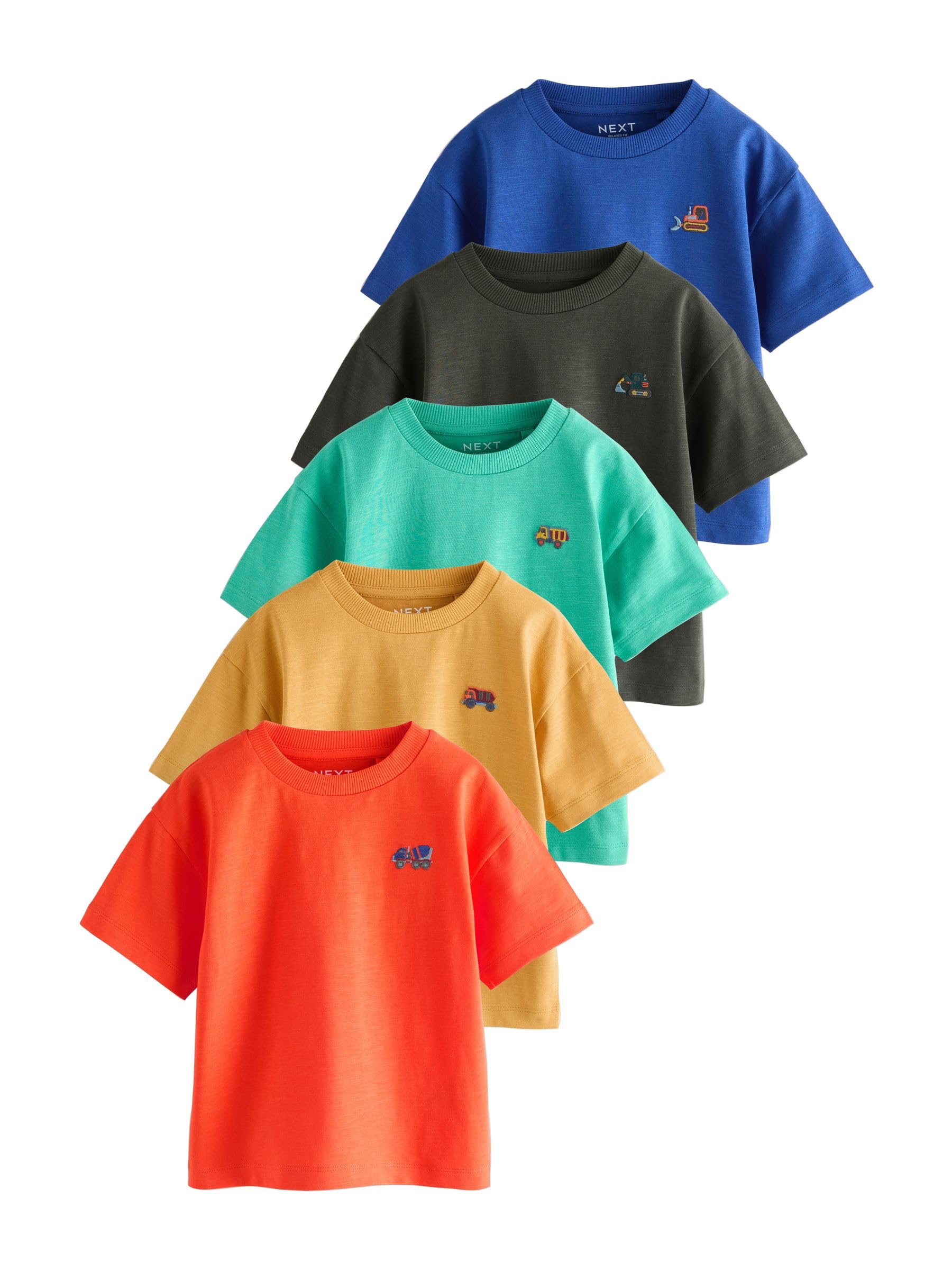 NEXT Garçon T-Shirt à Manches Courtes, Lot de 5 | Coupe standard, 100 % coton
