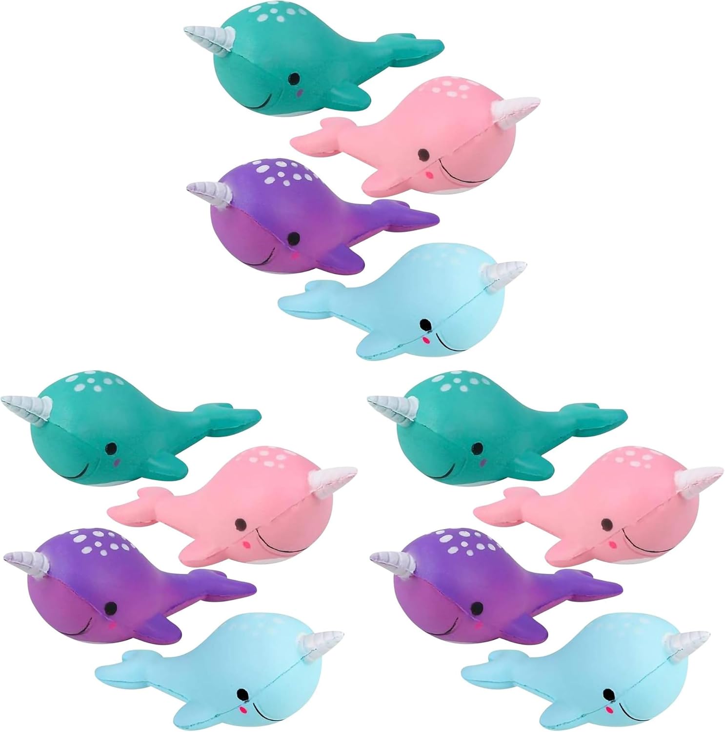 ArtCreativity Squeezy Narwhals, Set of 4, 5 inches Scented Slow Rising Stress Relief Toys for Kids, Squeezable Narwhale Birthday Party Favors, Goodie Bag Fillers, Cute Colors (Pack of 3)