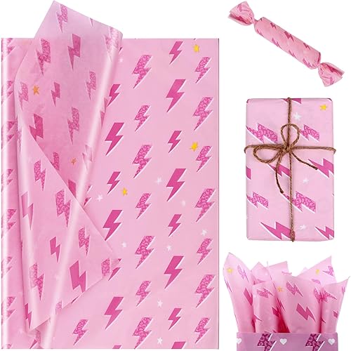 100 hojas de papel de seda estilo Y2K de 20 x 14 pulgadas, papel de seda rosa relámpago para bolsas de regalo para bodas, cumpleaños, decoración de