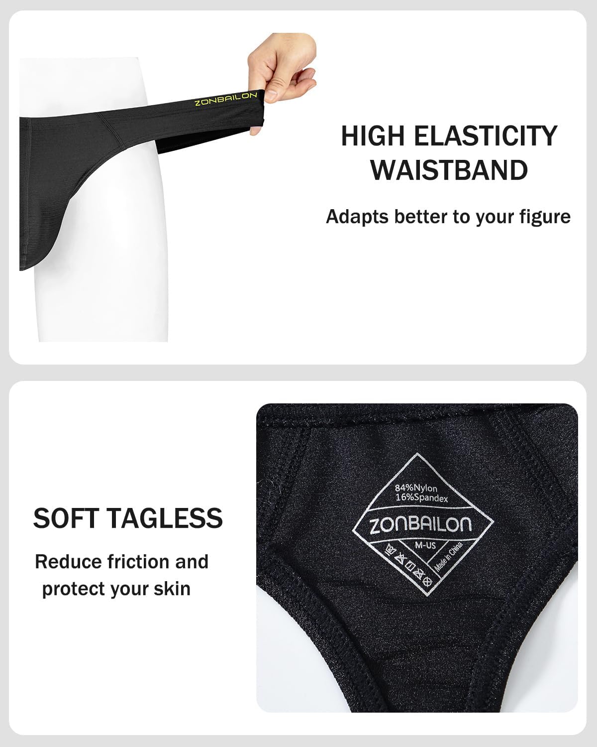 ZONBAILON Mens Thong Breathable Silk Pouch Underwear Sexy Male G-Strings Thong Set Athletic - Image 4
