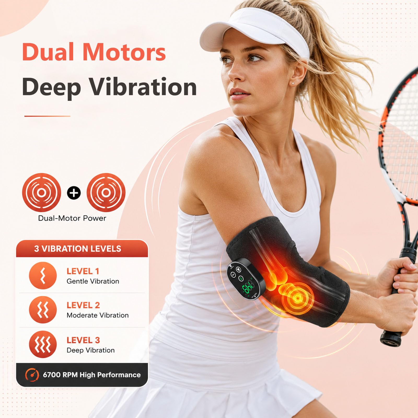 Kabellose Ellenbogen-Heizkissen mit vibrationsmassage für Tennisarm