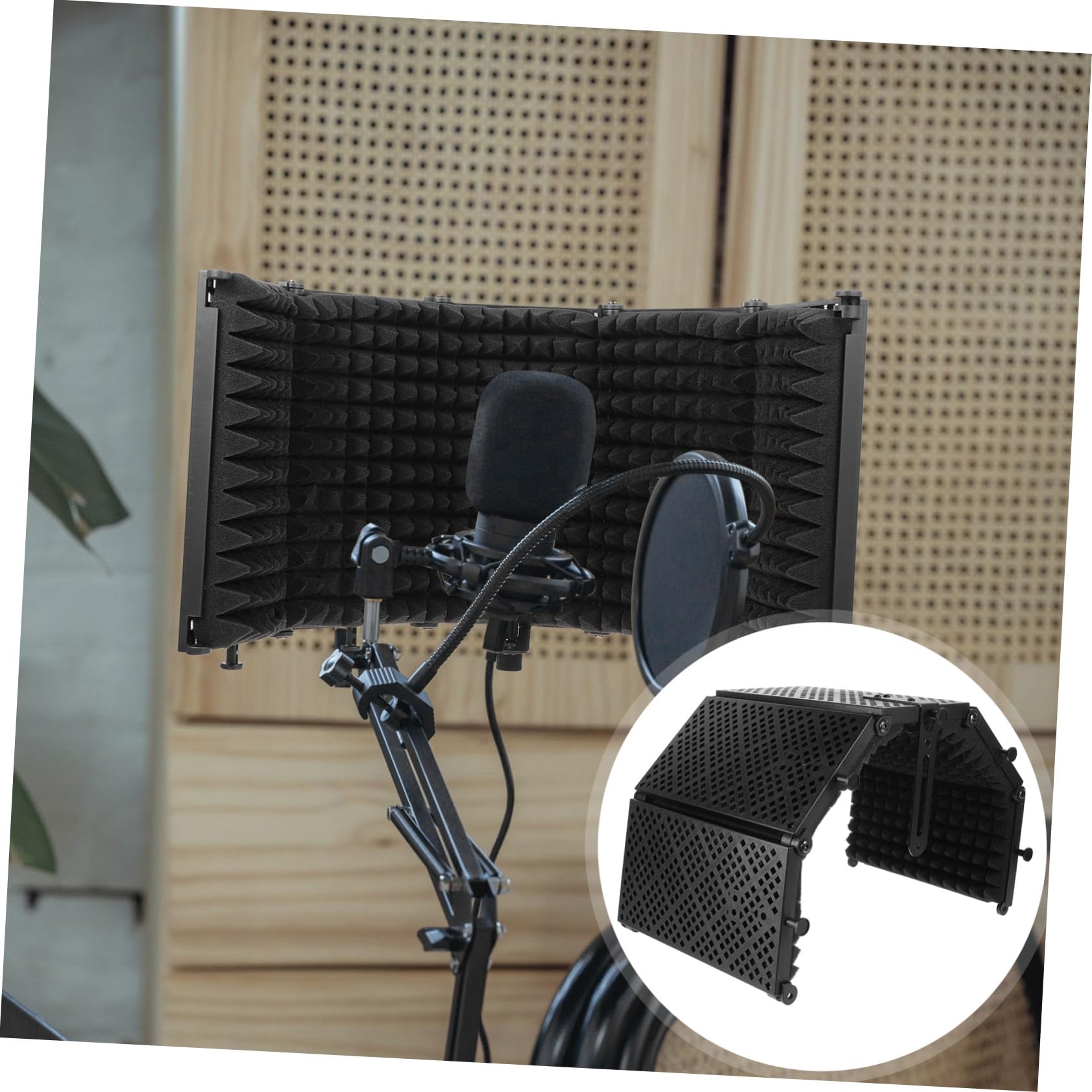 Mikrofon Schallschutzwand Fünf Tür mit Hochdichtem Akustikschaumstoff Faltbares Design aus Abs und Eva Geeignet für Studioaufnahmen und Professionelle Sprachaufnahmen