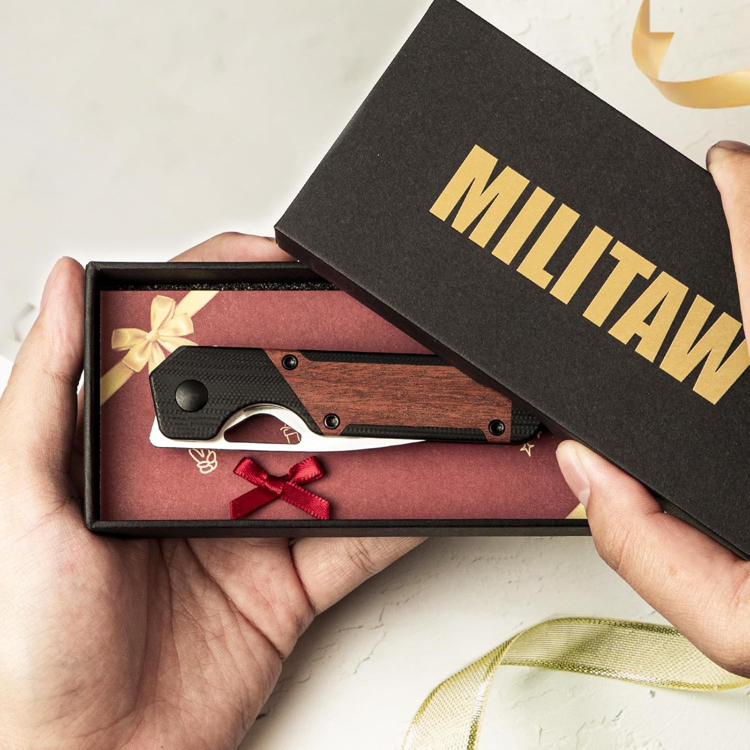 Kizer Couteau Pliant EDC Mini Militaw, Lame Nitro-V 2.82" Manche G10/Mkuruti, Clip Poche, Cadeau Camping, V3634SA4