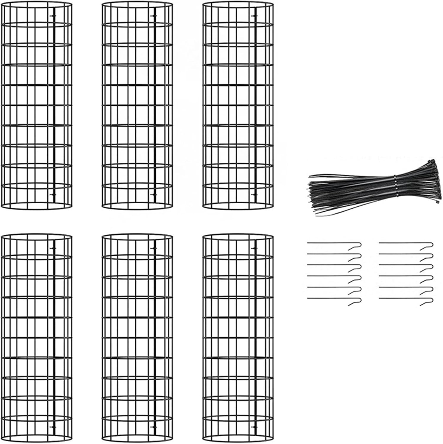 6pcs Tree Trunk Protectors with Metal Stakes Plant Protections Cage Garden Plant Protectors for Tree Trunk