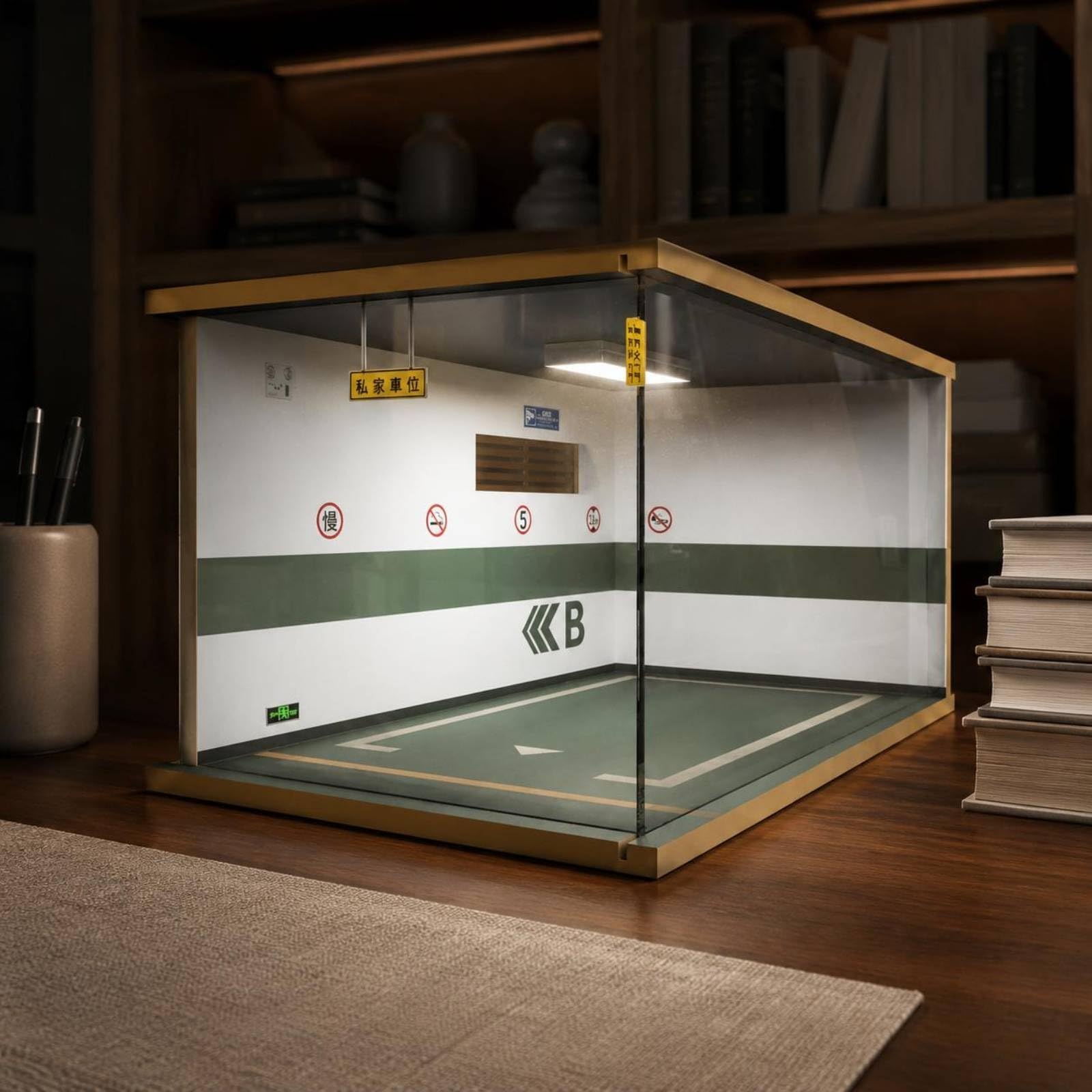 F Fityle Vitrina Expositora Garaje en Miniatura con Estructura Paneles Acrílico con Iluminación Led para Coleccionistas Escala 1 24 Acuada para Exhibición en Hogar, Style to 5