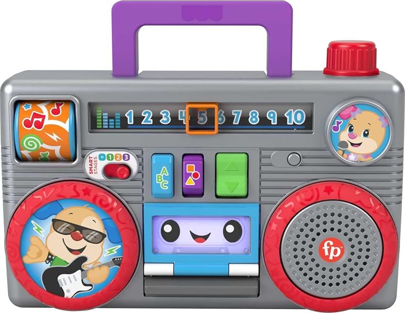 Juguete para bebés Laugh & Learn Busy Boombox | Juguete de aprendizaje musical, tablero de actividades, juego de simulación retro, bebés y niños pequeños de más de 6 meses (exclusivo de Amazon)