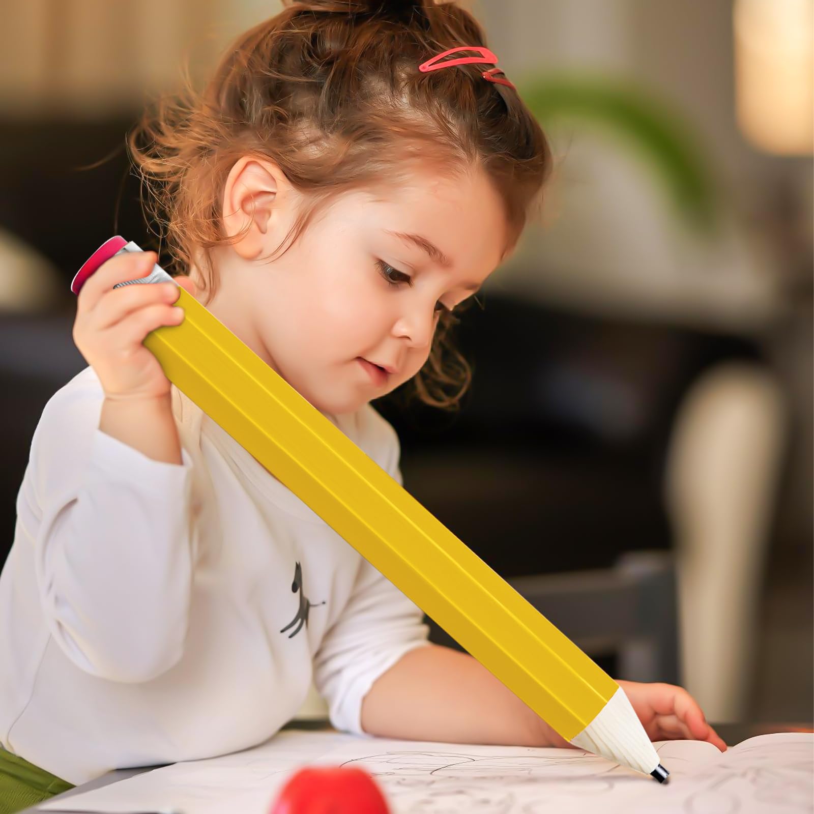 2 Riesenbleistifte Aus Holz – 34 Cm Lang, Mit Radiergummi & Kappe, Für Kinder & Deko