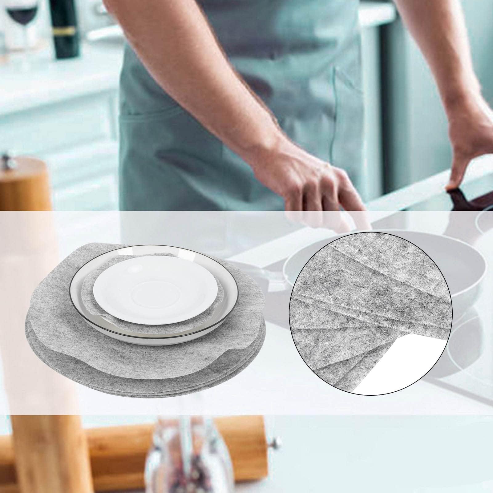 Pot and Pan Protectors,Felt Plate Dividers,4.7/5.9/9.8inch Dish Protectors Pads,Set of 24 Pan Pot Protectors,3 Different Size Thicker Pots and Pans Dividers for Packing Stacking Cookware - Image 3