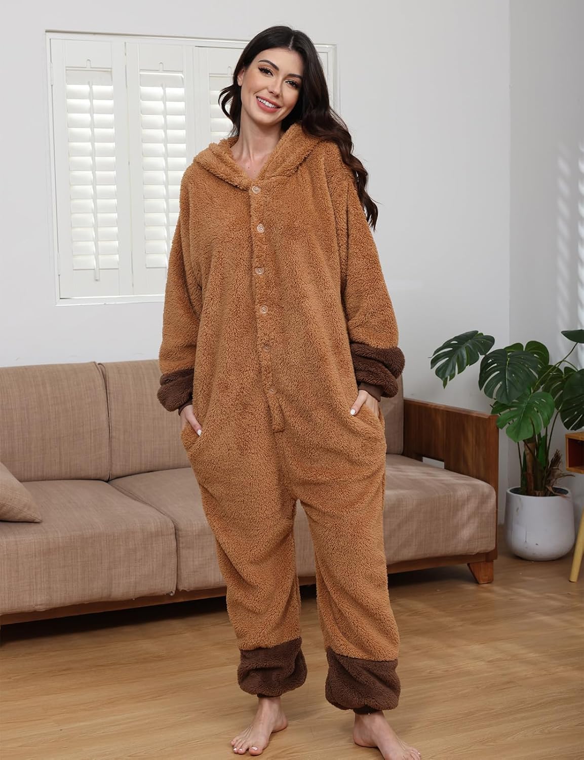 LATH.PIN Animal Onesie Pajamas for Adults Unisex One Piece Halloween Cosplay Costume Sleepwear for Women and Men - Image 5
