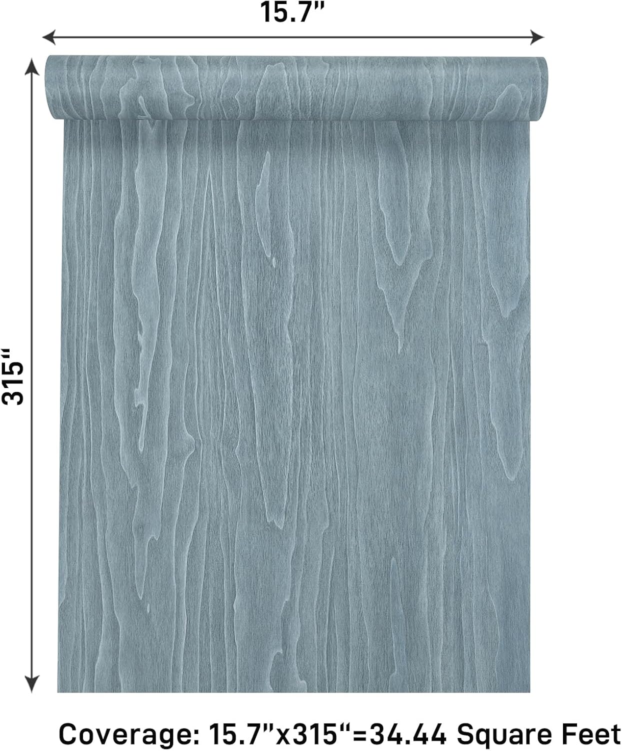 VaryPaper 15.7" x 315" Grey Blue Wood Grain Contact Paper Faux Wood Wallpaper Peel and Stick Wood Vinyl Wrap for Countertops Waterproof Removable Self Adhesive Wood Look Wall Paper Roll for Bedroom