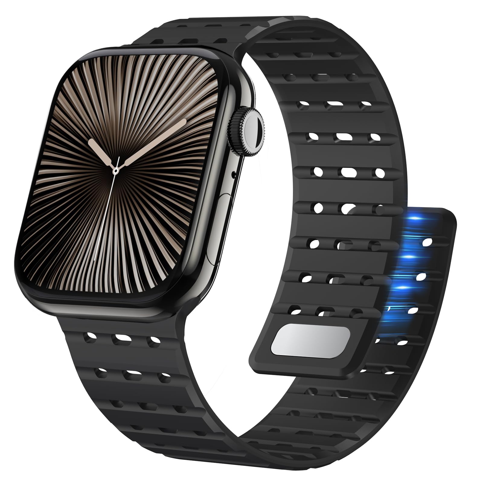 Bouixel Magnetic Sport Band Compatible with Apple Watch Bands 49mm 46mm 45mm 44mm 42mm for Men Women, Anti Sweat Soft Silicone Breathable Wide Strap