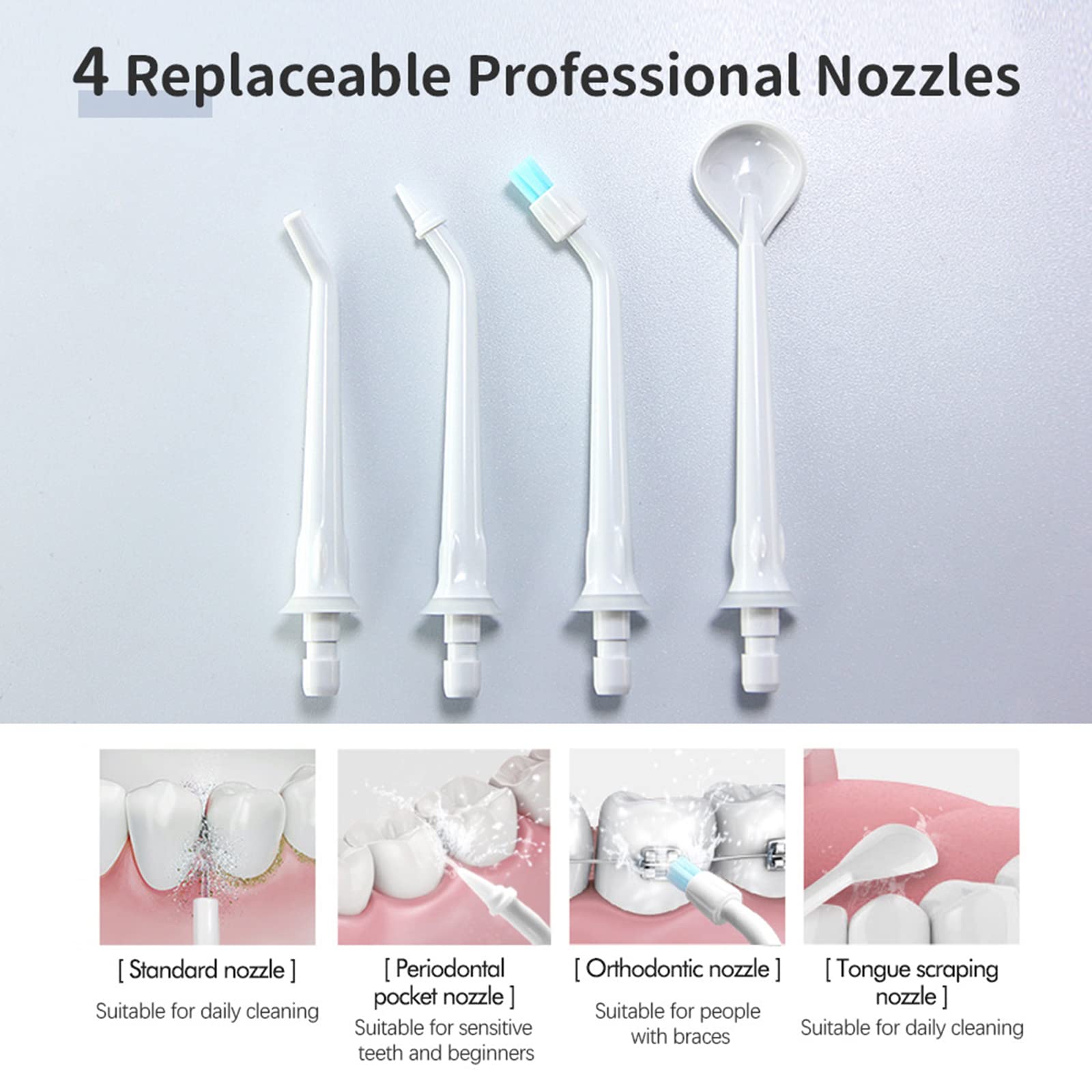 Nettoyeur de dents à jet ponctuel instrument de soins bucco-dentaires à cinq modes rinçage à l'eau fil dentaire 220 ml