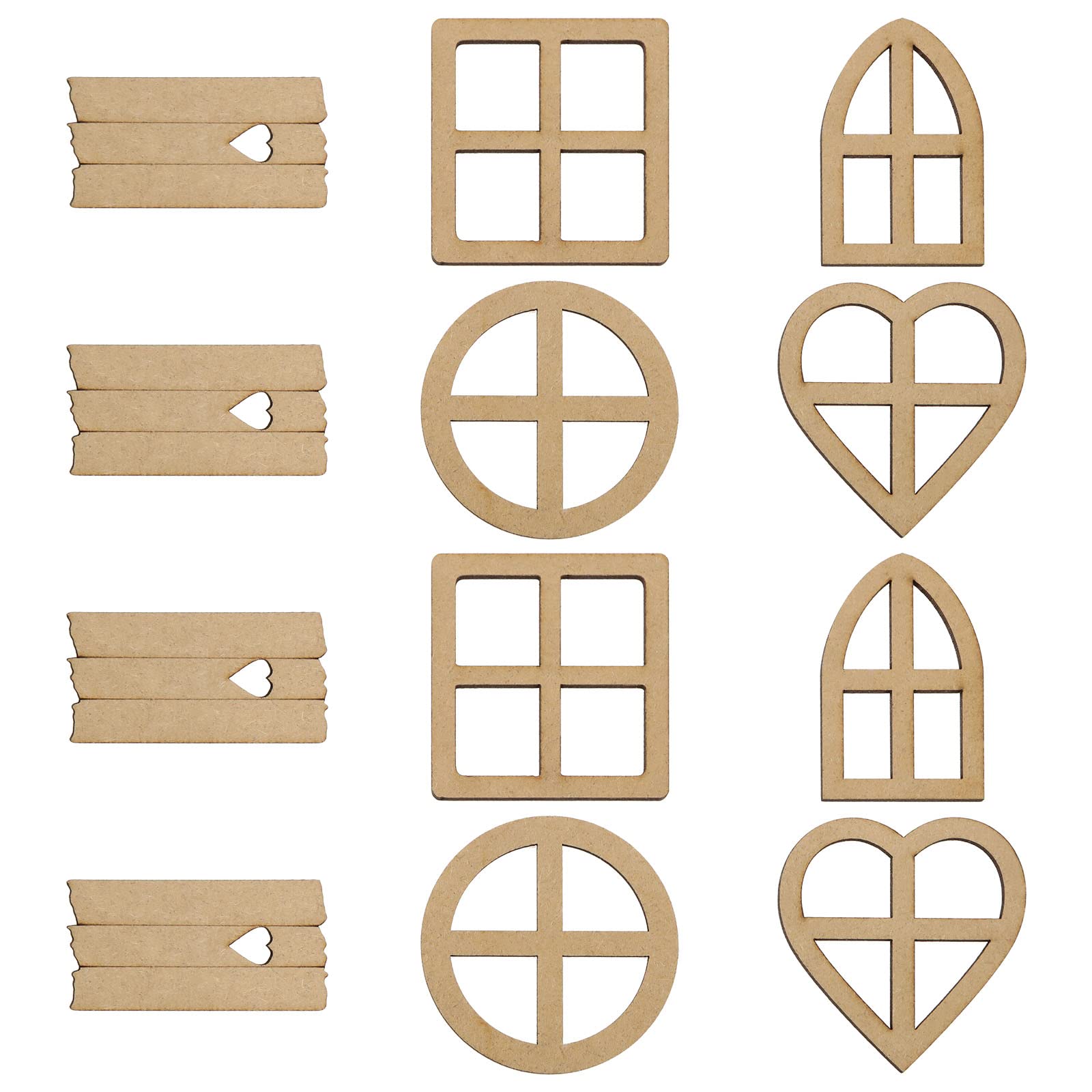 12PCS Wooden Fairy Windows Mini Window Decorations DIY Craft Supplies Embellishments for Fairy Garden House Decor Scrapbooking Card Making Art Craft Projects