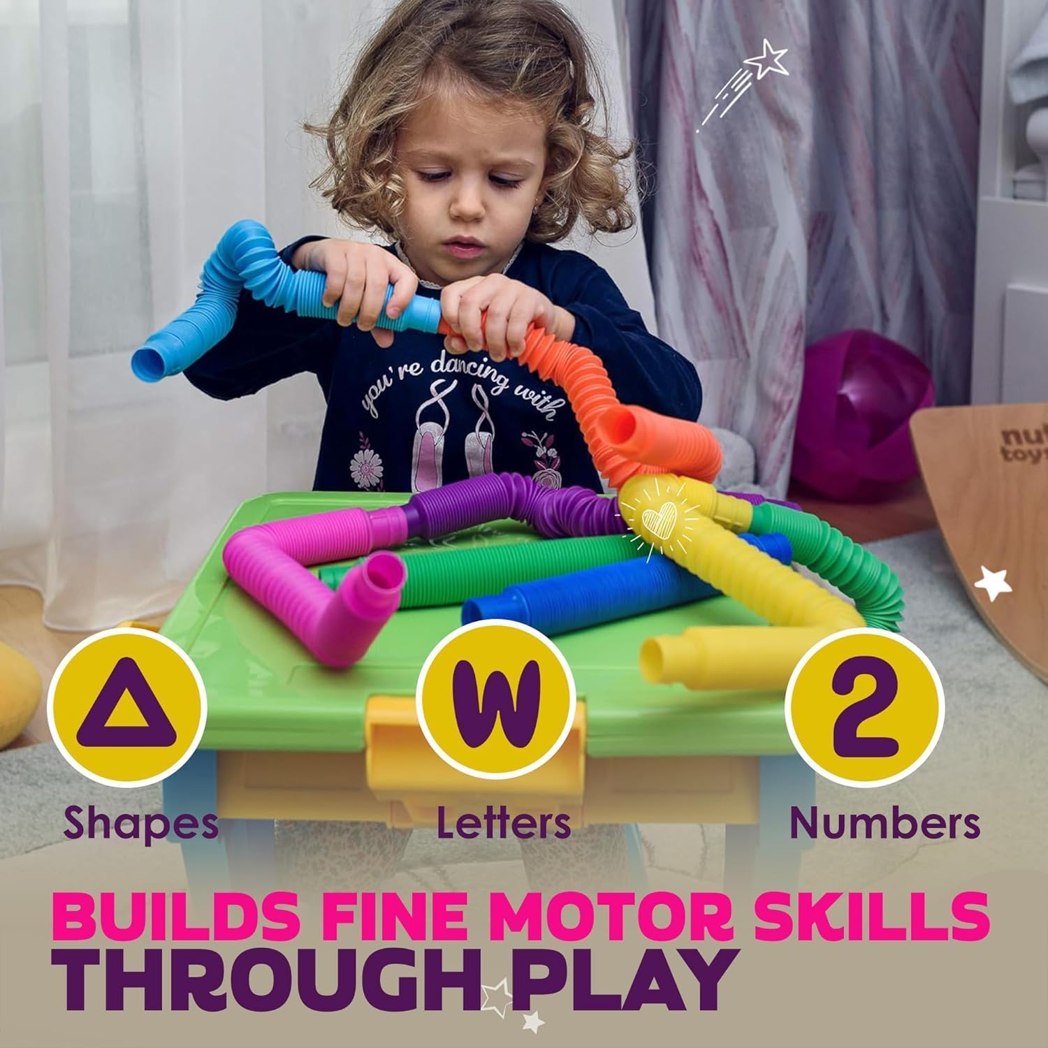 12 Pcs Pop Tube Sensory Toys - Fine Motor Skills & Learning for Toddlers Best Boys Girls Tweens & Teens ADHD Gadget & Top Birthday Gift Present Idea 3