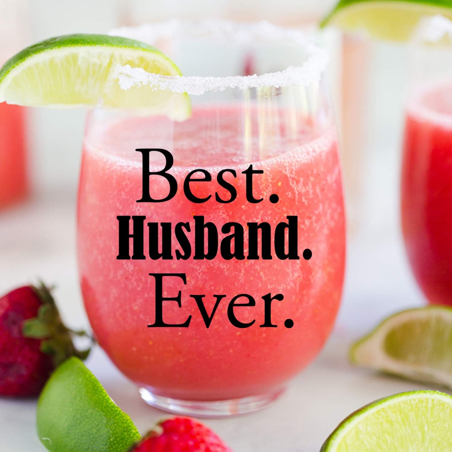 Best Cyber Deals 🔥 Best Husband Ever 15oz Stemless Wine Glass with Sayings by Momstir - Unique Present for Him, Hubby, Men, Husband from Wife - Romantic Idea for Anniversary, Birthday, Valentines Day