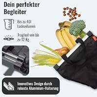 achilles Easy-Shopper Alu Összecsukható Bevásárlótáska 40L - Fekete Poliészter Bevásárlókocsi Táska 13kg Teherbírással, 33x50x38cm 3