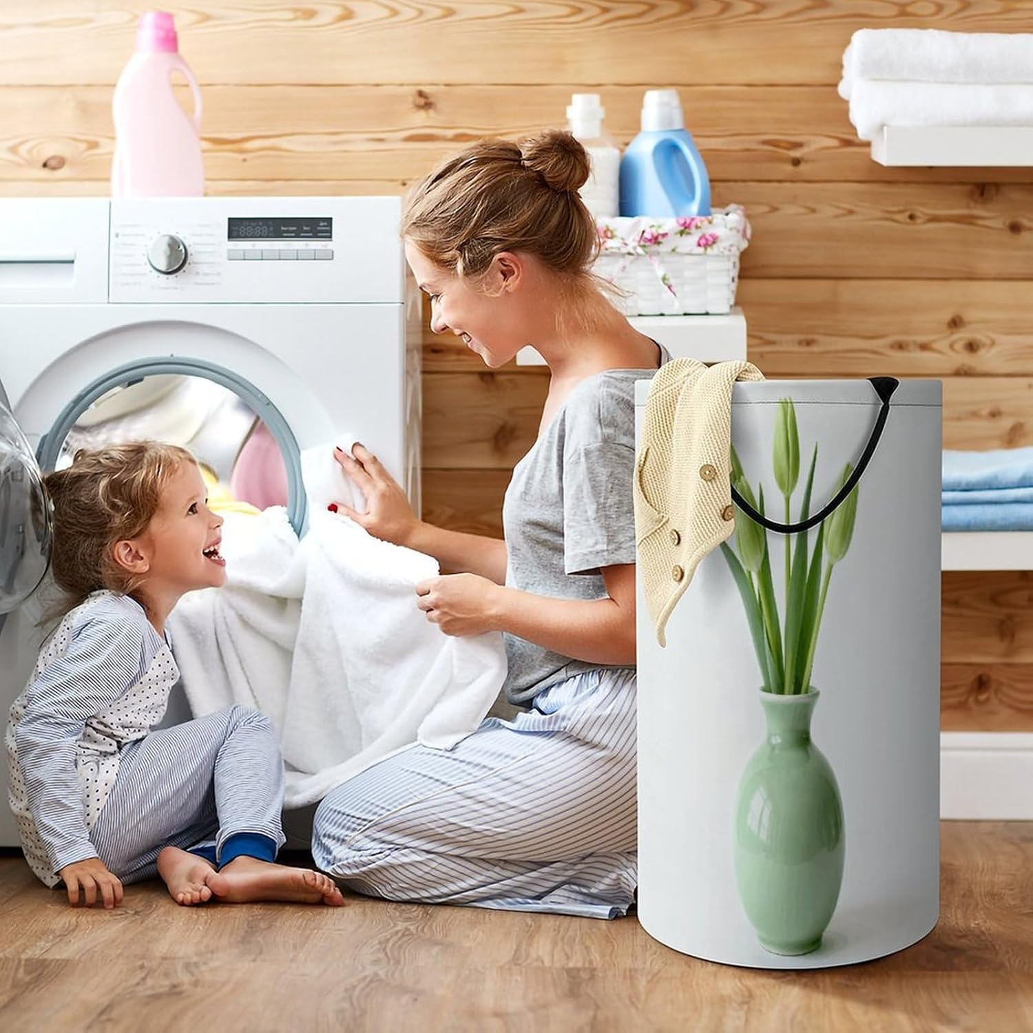 Dirty Clothes Basket Extra Large 110l Open Top Laundry Hamper With Portable Carry Handles, Foldable Waterproof Clothes Basket Spacious Laundry Bag For Bedroom Bathroom Laundry Room Dorm