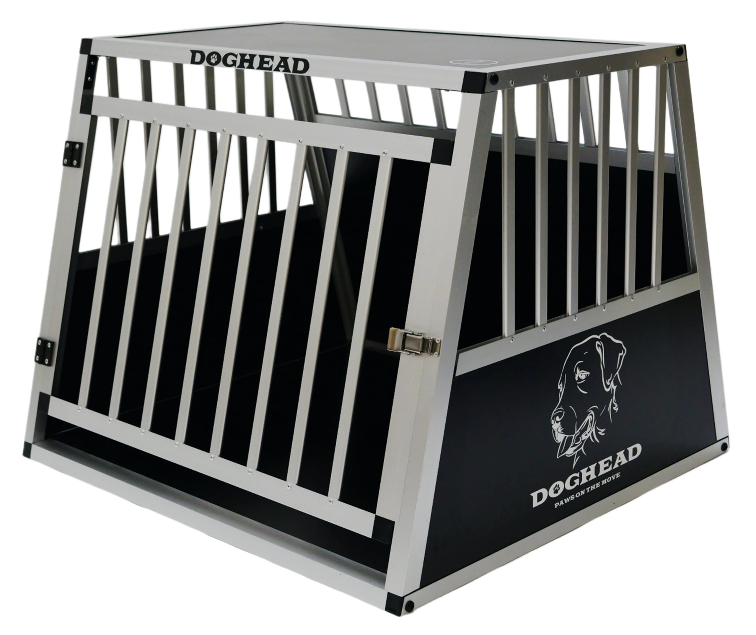 DOGHEAD Hundetransportbox Ecoline, Single 80x75x63 cm, Schwarz, Aluminium, Beidseitig Abgeschrägt 75°