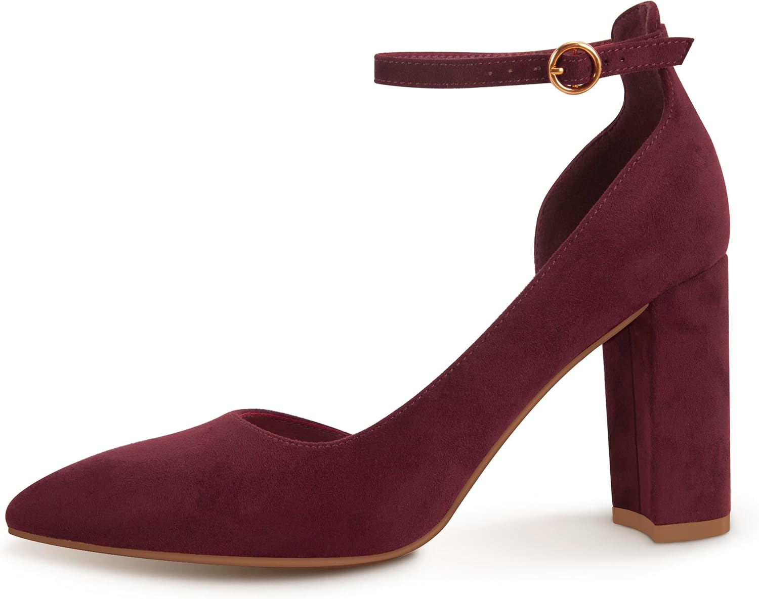 PARTY Women's Closed Toe Pumps 3-Inch Chunky Heels Ankle Strap