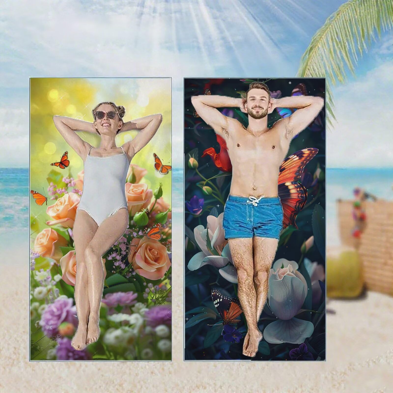 Ręcznik plażowy, ręczniki plażowe z mikrofibry, szybkoschnące lekkie ręczniki podróżne bez piasku, duży ręcznik kąpielowy dla dorosłych 90 x 200 cm, do pływania na basen, jogę, siłownię, kemping
